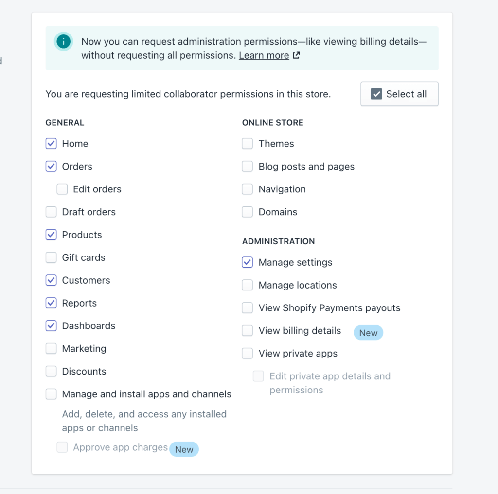 Shopify Permission for Auditing